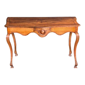 Portuguese Provincial Inlaid Fruitwood Console Table