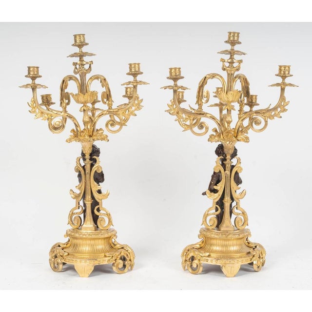 Napoleon III Patinated and Ormolu Fireplace Set, 19th Century, Set of 3 For Sale - Image 12 of 13