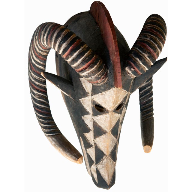 African Vintage Carved African Wood Mask, Large For Sale - Image 3 of 11