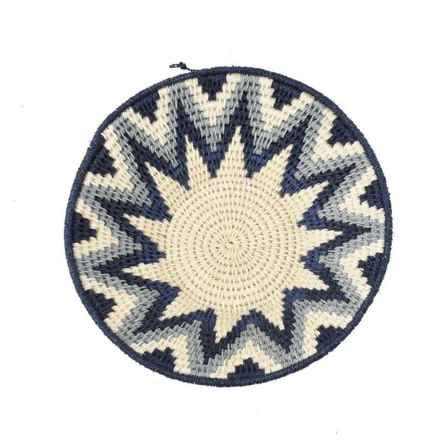 Early 20th Century Sisal Handwoven Blue and White Star Basket Eswatini 7inch For Sale In Denver - Image 6 of 7