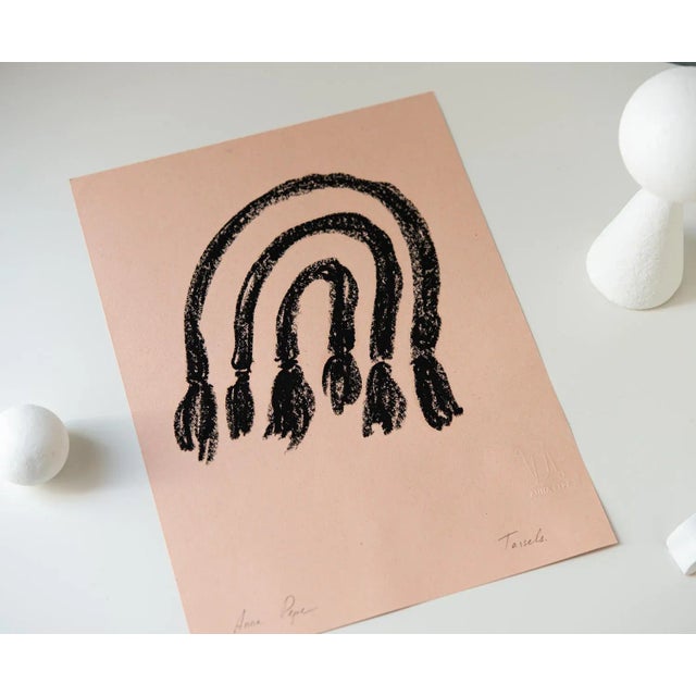 Contemporary "Tassels" Contemporary Abstract Oil Pastel Drawing For Sale - Image 3 of 4