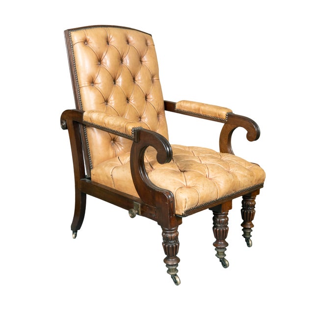 Traditional George IV Mahogany Reclining Library Armchair For Sale - Image 3 of 9