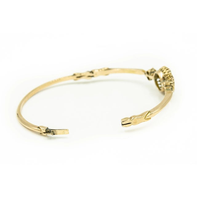 Antique Victorian Floral Rose Cut Diamond Gold Bangle Bracelet For Sale In Miami - Image 6 of 8