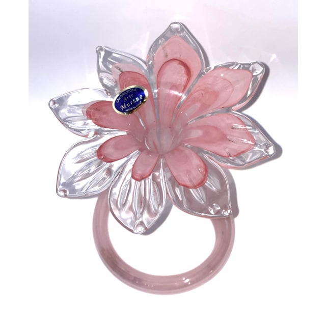 Glass Murano Lavorazione Arte Pink Glass Flower For Sale - Image 7 of 13