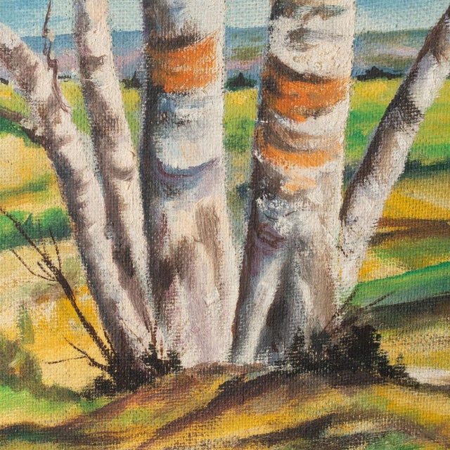 1950s Oil on Board Painting of Bitch Trees For Sale - Image 4 of 10