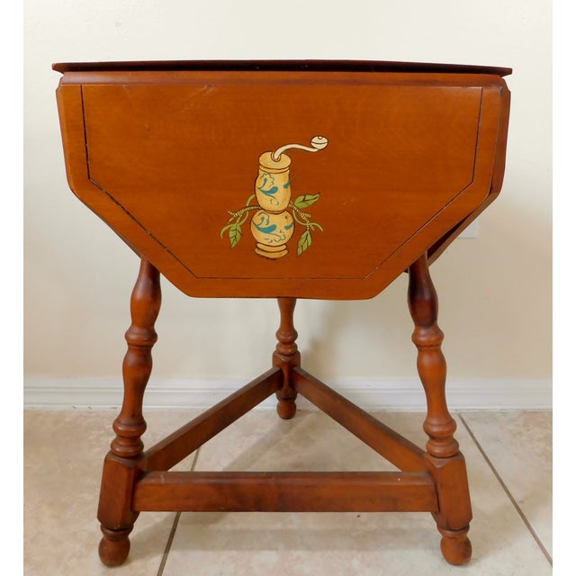 Vintage Mid Century O'Hearn Sugar Maple Wood Triangle Drop Leaf Side