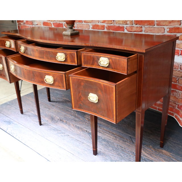 Vintage Mayflower Colonial Shops Mahogany Hepplewhite Serpentine Sideboard For Sale In Boston - Image 6 of 8