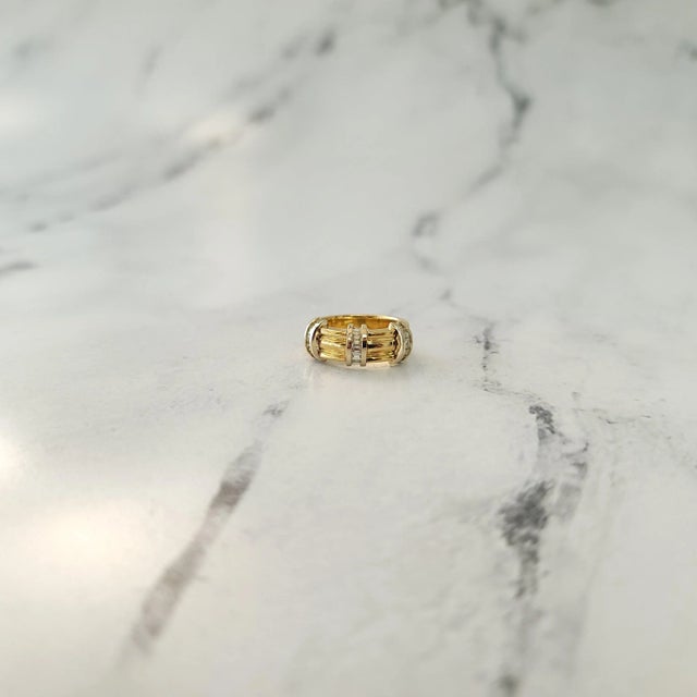 Baguette Two Toned Diamond Band 18k Yellow Gold, Size 9 For Sale - Image 4 of 6