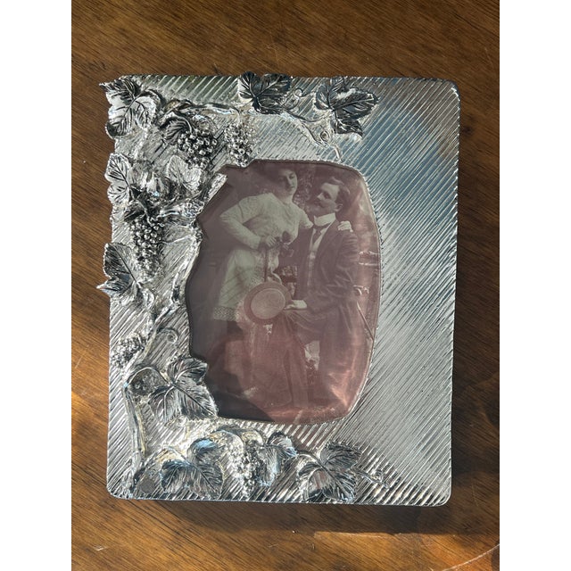 Italian Sterling Silver Grape Vine Picture Frame, 925 Photo Frame For Sale In New York - Image 6 of 18