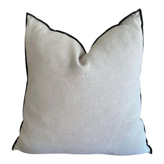 French Stone Washed Linen Accent Pillow With Down Feather Insert For Sale