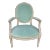 A French Country Classic | Louis XVI Fauteuil in Soft Celadon Velvet For Sale