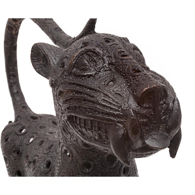Benin Artist, Pair of Royal Leopards, 1800s, Bronze For Sale - Image 10 of 13