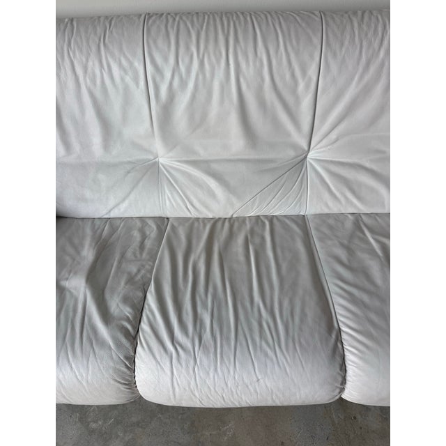 Natuzzi Italian Postmodern White Leather Sofa For Sale In Miami - Image 6 of 12