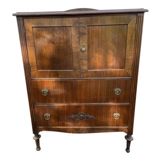 Mid 20th Century Mahogany Linen Press For Sale
