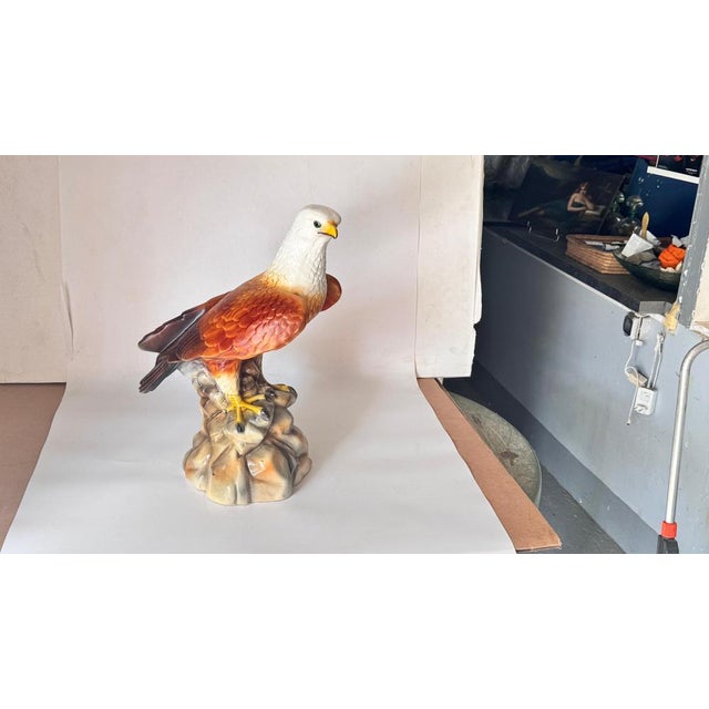 French Hand-Painted Ceramic Eagle Sculpture, 1970s For Sale - Image 14 of 16