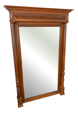 19th Century Henry II Style Beveled Mirror in Wood