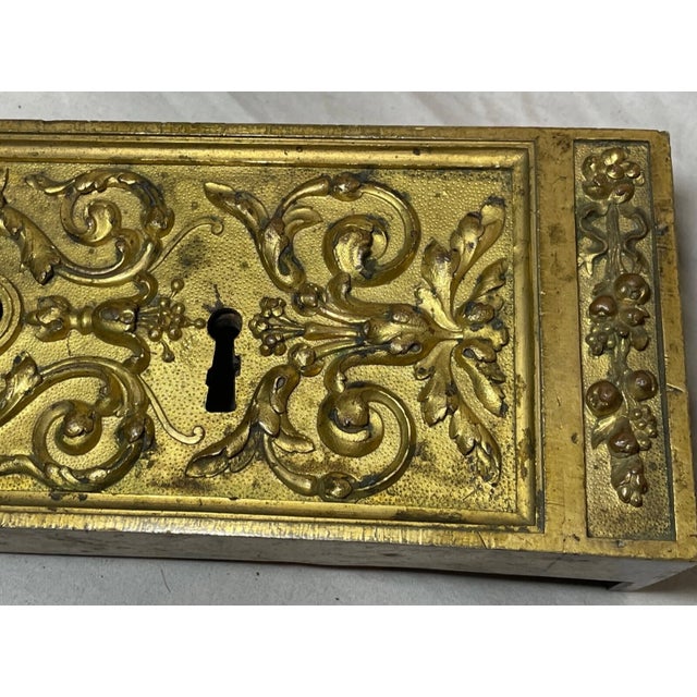 Metal Rare Antique French Gilt Bronze Door Lock Hardware Salvage Ornate Victorian For Sale - Image 7 of 15