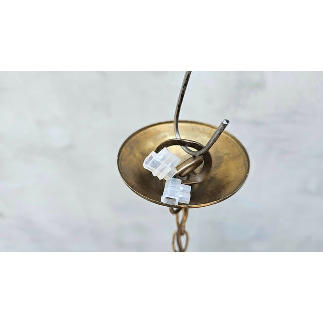 Art Deco chandelier, glass, brass, green, dimensions, height 77 cm, diameter 30 cm European Plug (up to 250V).The wiring...
