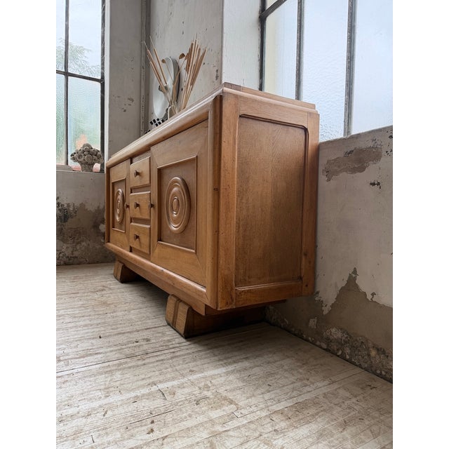 Art Deco Oak Sideboard by Dudouyt, 1940s For Sale - Image 4 of 18