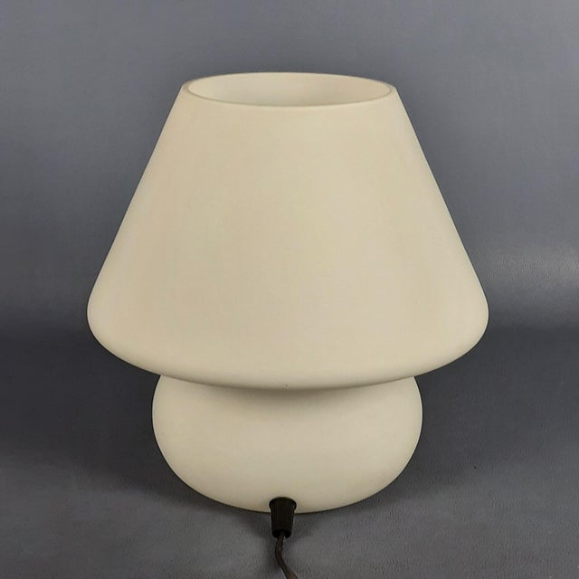 Mushroom Table Lamp in White Satin Glass, 1980s For Sale - Image 6 of 13