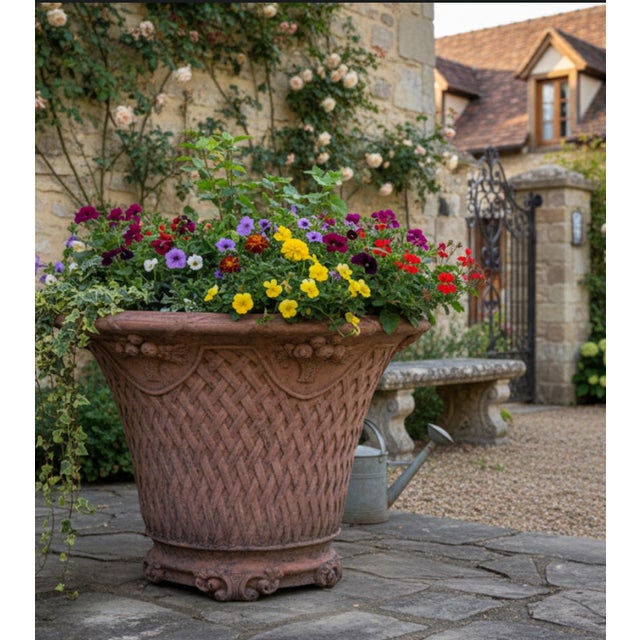 Stone Hand-Built Jomon Style Terracotta Vessel With Woven Basketry Texture For Sale - Image 7 of 7