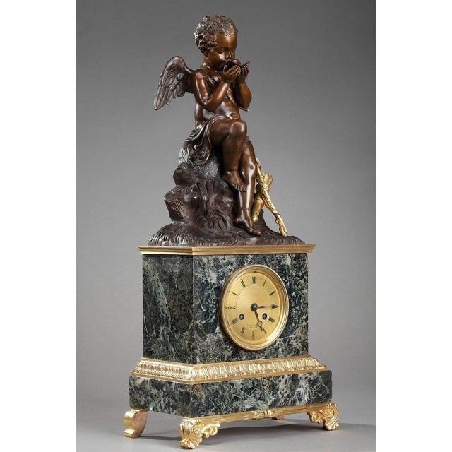 Early 19th Century Marble Cupid Reading Clock by Ledure and Hémon For Sale - Image 9 of 18