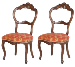 Set of Antique Louis Philippe Italian Walnut Side Chairs