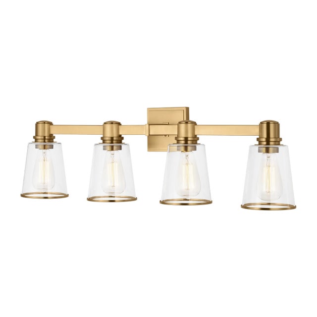 Visual Comfort Chapman & Myers by Visual Comfort Studio Alessa 4-Light Bath Vanity Sconce in Burnished Brass For Sale - Image 4 of 7