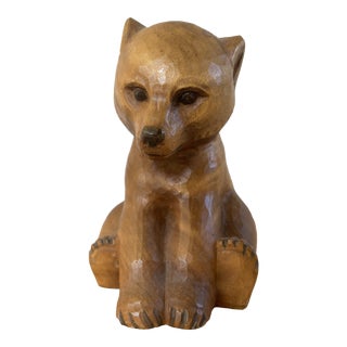 Hand Carved Swiss Baby Bear Figure by Schweizer Heimatwerk For Sale