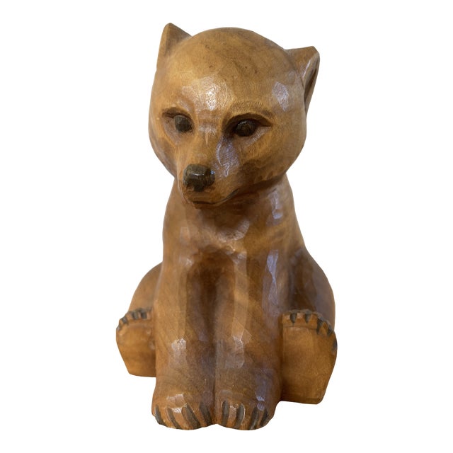 Hand Carved Swiss Baby Bear Figure by Schweizer Heimatwerk For Sale