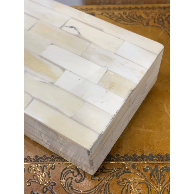 Late 20th Century Vintage Rectangular Tessellated Bone Box For Sale - Image 4 of 4