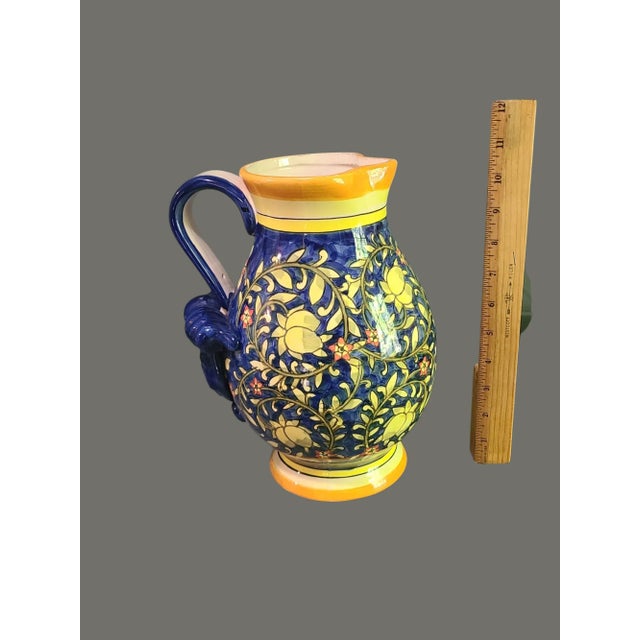 Late 20th Century Vintage Hand Painted Colorful Ceramic Talavera Pitcher For Sale - Image 5 of 9