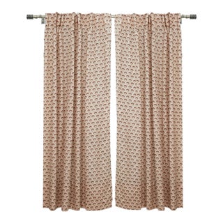 Fabdivine Bohemian Coloured Linen Floral Block Printed Curtain Size 54"Wx57"L - Juju Flower For Sale