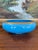 Glass Mid 19th Century French Blue Opaline Glass Bowl With Intricate Gilded Fruit and Vine Border For Sale - Image 7 of 9