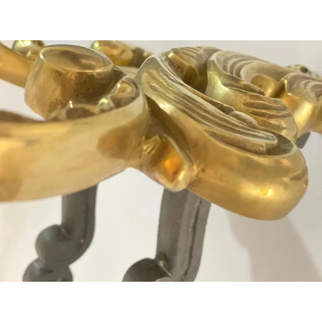 Metal 19th Century Black and Gold Color Steel and Bronze Andirons, France For Sale - Image 7 of 10