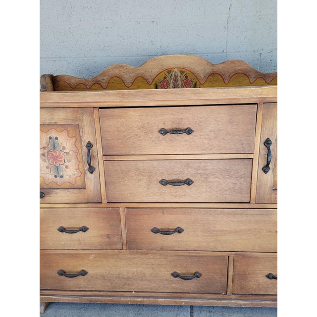 Brown Rancho / Western / Hacienda Buffet by Coronado Hand Painted Circa. 1930's For Sale - Image 8 of 18