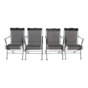 Vintage Russell Woodard Style Black Glider Coil Spring Patio Chairs - Set of 4