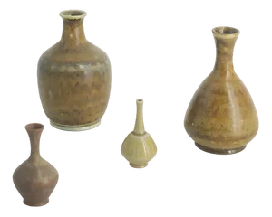 Small Mid-Century Scandinavian Modern Collectible Brown Stoneware Vases by Gunnar Borg for Höganäs Ceramics, 1960s, Set of 4