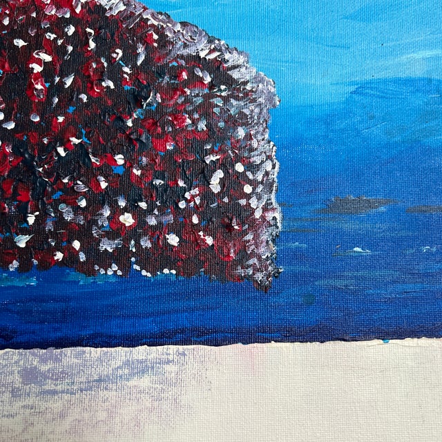 1980’s Original Surrealist Long Tree Landscape Painting For Sale - Image 4 of 5