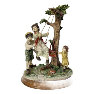 Sculpture of Children on a Swing from Capodimonte, 1960s For Sale