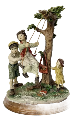 Sculpture of Children on a Swing from Capodimonte, 1960s