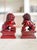 Late 20th Century Guardian Resin Foo Dog Pair | Red Chinoiserie Bookends | Asian Home Decor For Sale - Image 5 of 8