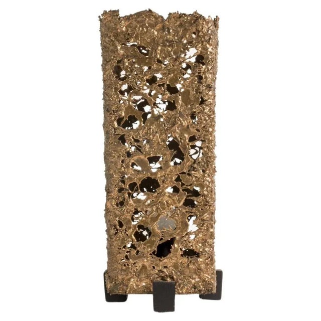 Gold Relief Copper Table Lamp by Aimo Tukiainen Finland, 1970s For Sale - Image 8 of 9