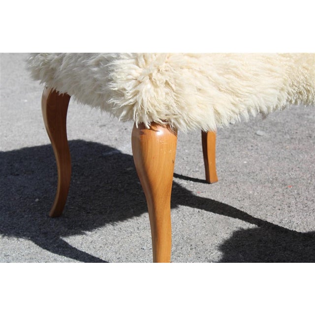Wood Stools in Walnut and Sheep's Wool, 1970, Set of 2 For Sale - Image 7 of 13