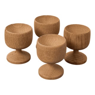 Vintage Wooden Egg Cups, Set of 4 For Sale
