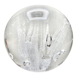Vintage Kosta Sweden Vicke Lindstrand Mykene Crystal Paperweight For Sale