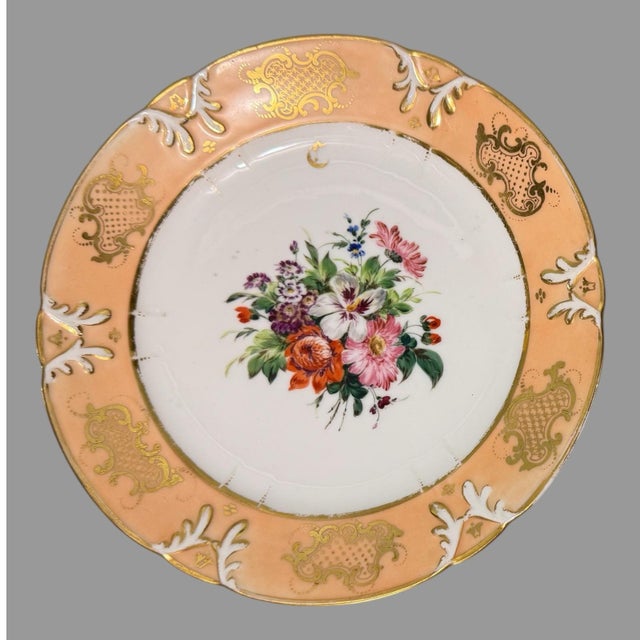 Antique Victorian Old Paris Porcelain Floral & Gilt Decorated Plates- Set of 8 For Sale - Image 9 of 12