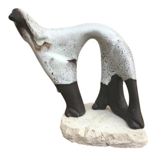 1960s Figurative Dega Art Pottery Hound Sculpture For Sale