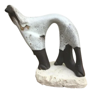 1960s Figurative Dega Art Pottery Hound Sculpture