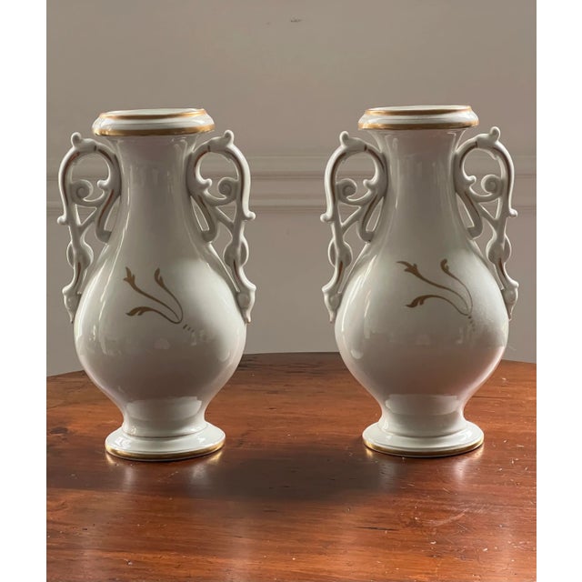 These vintage Vista Alegre hand painted vases will add some classic European elegance to an interior. As a pair they can...